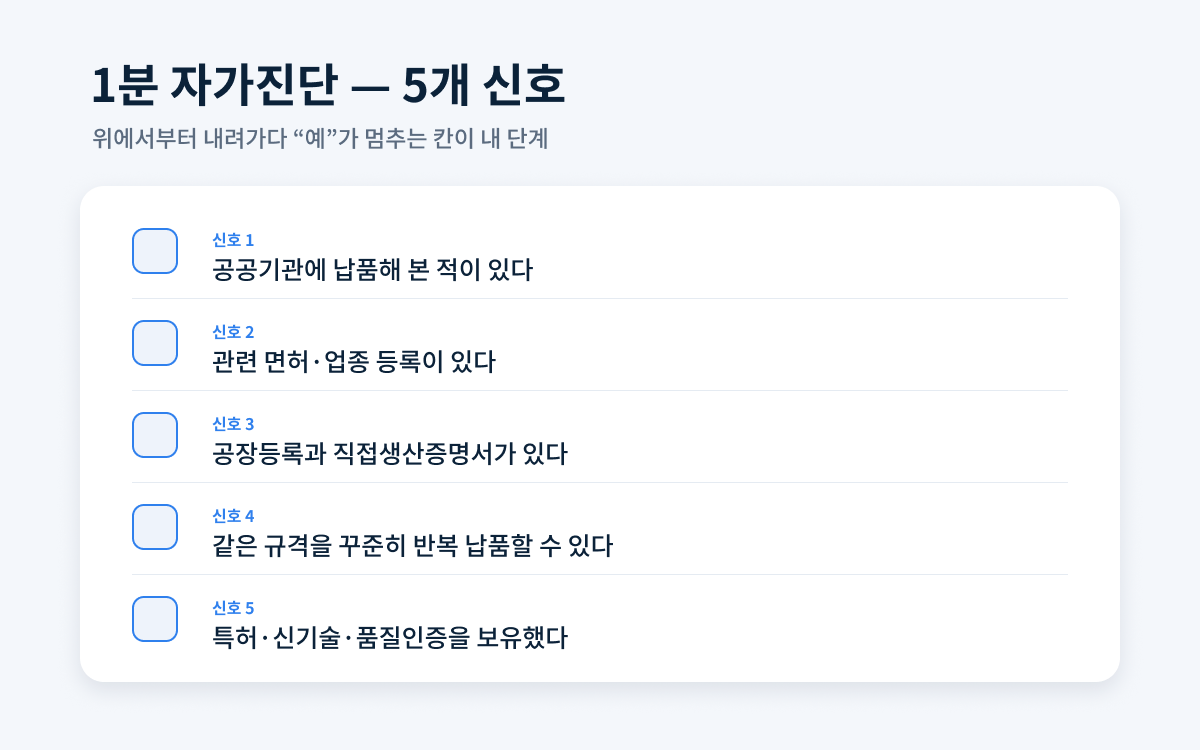 1분 자가진단 — 5개 신호 체크리스트
