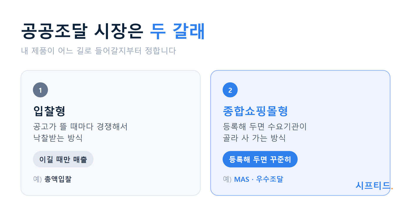 입찰형 vs 종합쇼핑몰형 — 공공조달 시장의 두 갈래